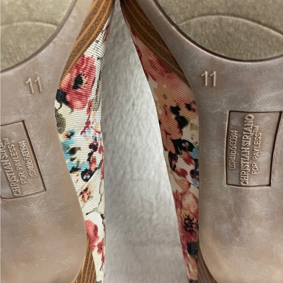 Christian Siriano Cream and Pink Floral Heels - Picture 9 of 10